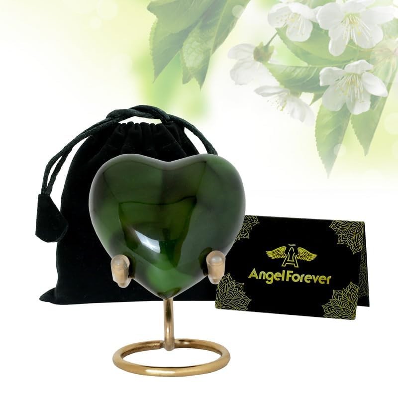ANGELFOREVER Heart Urn with Stand & Box Keepsake Urn for