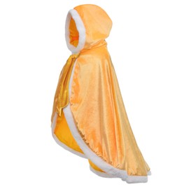 Party Chili Fur Princess Cape Fur Hooded Cloaks Costume for Girls Dress Up Yellow 8-10 Years(140cm)