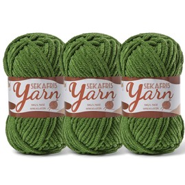 3 Pack Fluffy Velvet Yarn for Crocheting，Baby Blanket Yarn for Crocheting Soft，150g(196.8yds) Amigurumi Yarn，Plush Chenille Crochet Yarn，Puzzle Yarn for Crochet Weaving Craft(3 Pine Green)