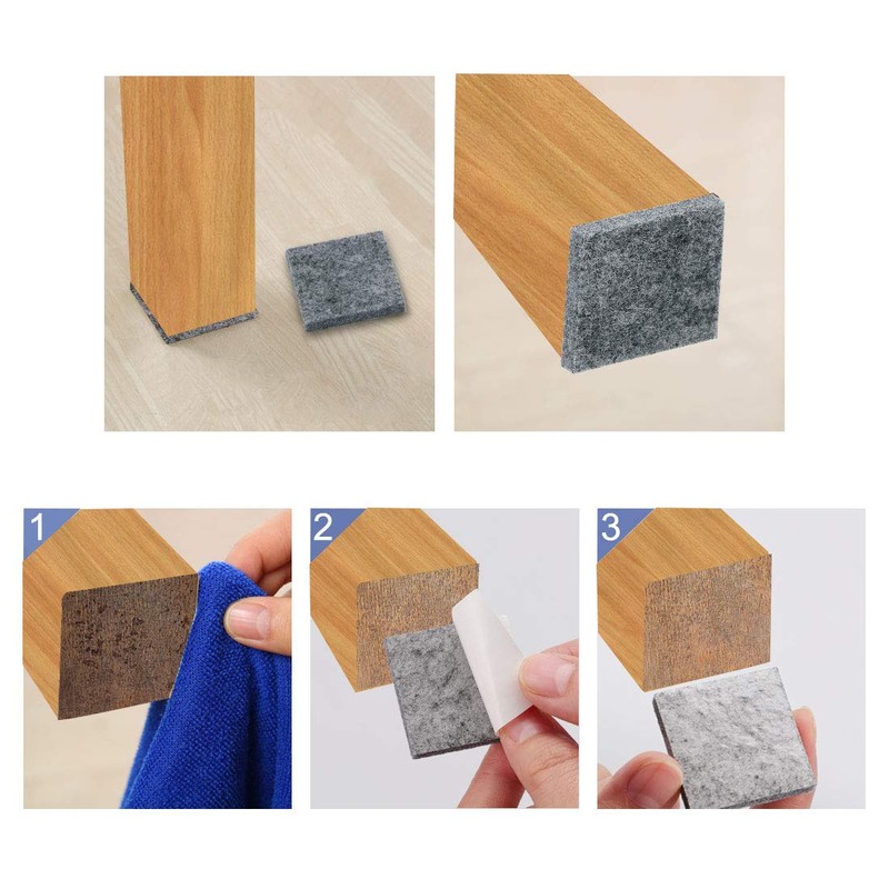 uxcell 50pcs Furniture Pads Square 1 1/2" Self-Stick Non-Slip Anti-Scratch