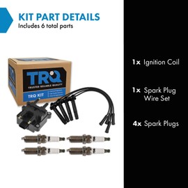 TRQ Ignition Coil and Spark Plug Kit 6 Piece Iridium Spark Plugs Compatible with 1999-2004 Subaru Forester 1999-2004 Impreza 1999-2004 Legacy 2000-2004 Outback 2003-2006 Baja