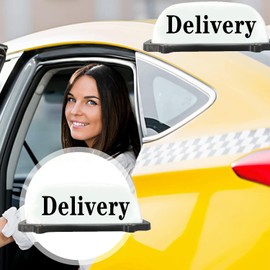 ABUKALIXIN Delivery Sign Indicator Lights Rechargeable Lithium Battery Lamp Car Roof Top Taxi LED Light Cab Topper Magnetic Base (WHITE)