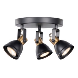 CRAFTRONOS 3 Light Track Lighting Kit, Matte Black Brass Finish with Modern Directional Round Ceiling Spotlight Fixture for Kitchen,Bedroom,Living Room,Home Improvement
