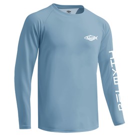 Palmyth Mens Fishing Shirts Sun Protection T-Shirts UV UPF 50+ Long Sleeve Rash Guard Tee Airy Blue Tapped M