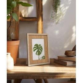 SUMGAR 6x4 Photo Frames Wooden 4x6 Picture Frames Boho with Bamboo Glass & Hooks, Funky Simple for Postcards Pressed Flowers Wall Desk Tabletop Display, Mum Grandma Gifts for Mother's Day Birthday