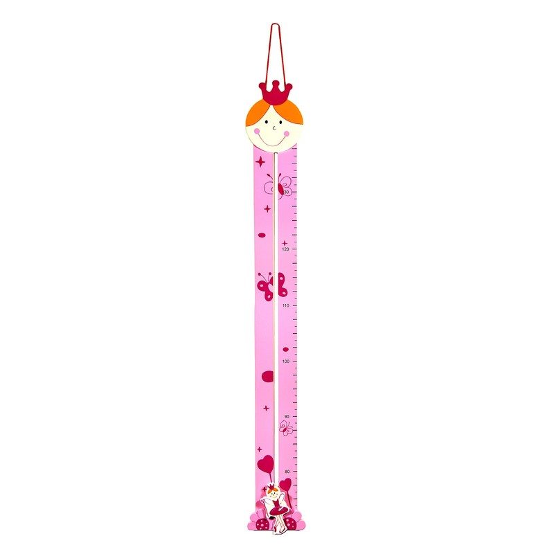 Children's Wooden Height Chart Pink Princesses for Girls Nursery
