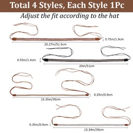 craspire 4 Style Rhinestone Hat Band Bling Cowboy Hat Bands Adjustable Cowgirl Hat Belt Western Style Cowboy Hat Accessories Hair Bands Hat Jewellery for Women and Men