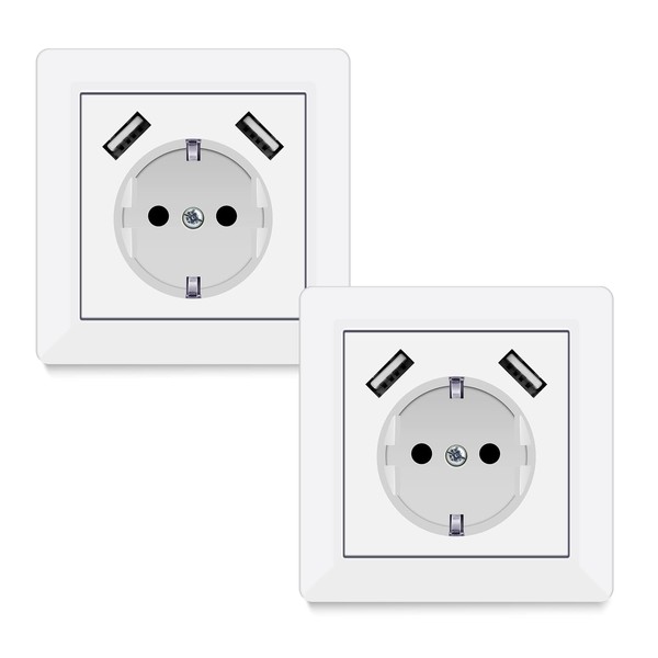 Sockets with USB, (max. 5 V 3.4 A) Schuko socket