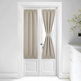 NICETOWN Natural Sidelight Door Window Curtains - Privacy French Curtains Thermal Insulate Window Covering for Patio Glass Front Door, 25 inch x 64 inch, 1 Panel