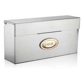 Metateel Rainproof Wall-Mount Mailbox, Heavy-Duty Stainless Steel Drop Box for Outside, 3.75" x 14.5" x 7.1" Silver