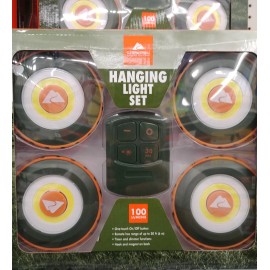 Ozark Trail Camping Hanging 4 Light Set with Remote and 20' Range 100 Lumen NEW