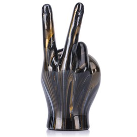Escultura a mano con símbolo de paz en negro y dorado, decoración de computadora, decoración de computadora con símbolo de paz, color negro y dorado, centros de mesa de decoración para oficina, sala
