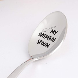 Engraved Spoon Gift for Men Women | My Oatmeal Spoon Gifts for Boys Girls Oatmeal Lovers | Hesunde Fitness Gift Nutrition | Workout Diet Gift - 7 Inch
