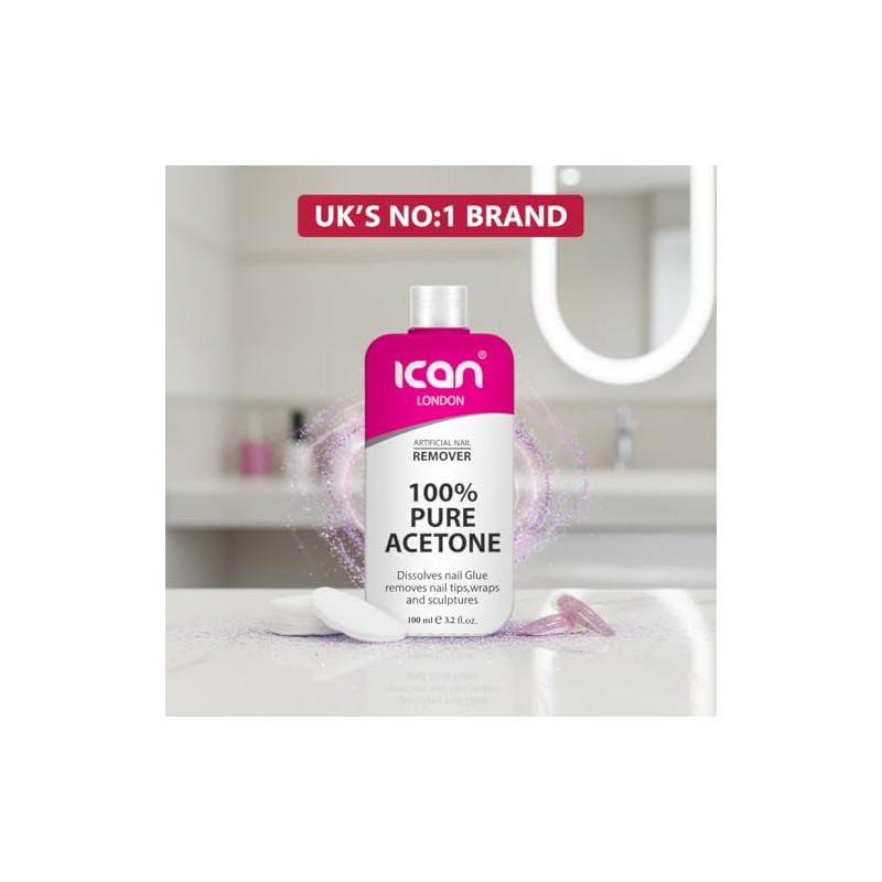 Ican London 100% Pure Acetone Nail Polish Remover UV GEL