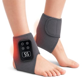 Heated Ankle Massager Wrap, 2-in-1 Wireless Foot Warmer & Vibrating Massage Pad, Adjustable Soothing Heat Levels for Cold Feet & Soreness, USB Rechargeable Gift for Women Men