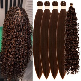 Brow Braiding Hair Pre stretched Curly Braiding Hair for Boho Braids Color 30 Knotless Hypoallergenic Ez Braids:_Red - Large Wave_26 Inch-Packs of 4+1