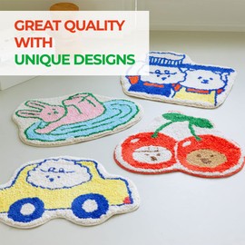 Dailylike Bath Rug, 24x17in Thick Extra Soft Plush Absorbent Durable Rubber Backing Non Slip Bathroom Rugs, Bath mat Machine Washable, Bathroom Rug for Bathtub, Bath, and Shower Floor - Song I