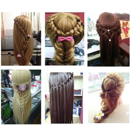 28" Mannequin Hair Styling Training Head Mannequin Beauty Doll Head Synthetic Fiber Hair Barber Training Model Free Clamp