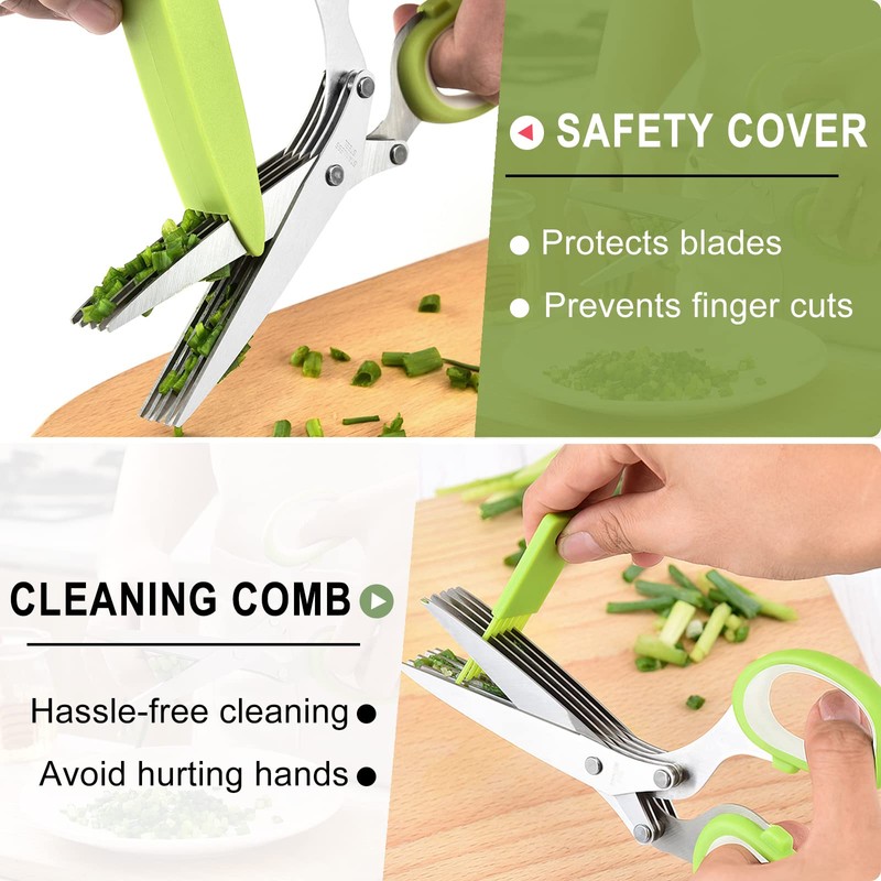 Herb scissors, Multipurpose Cutting Shears with 5 Blade Kitchen Salad