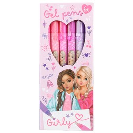 Depesche 12191 TOPModel-Girly Gel Pen Set in Pink and Purple, with 6 Glitter Pens for Writing and Decorating, Multicoloured