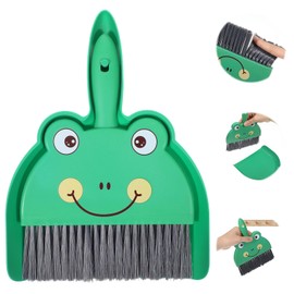 Tyqour Green Dustpan and Brush Sets Portable Dust Pan and Brush Cute Brush and Pan Set Durable Mini Dustpan and Brush Dustpan Brush Table Desktop Cleaning Supplies for Tabletop Debris Keyboards