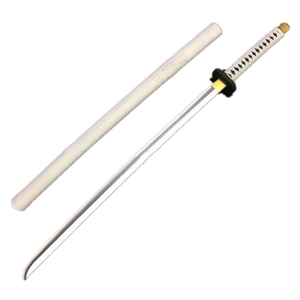 damdos Halloween Prop 40" Katana Weapon Cosplay Sword Roronoa Zoro PU Rubber Samurai Swords Birthdays Gifts(White)