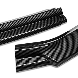 DNA MOTORING 2-PU-518-PCF 3Pc Carbon Fiber Look Front Bumper Lip With Vertical Stabilizer Compatible with 18-21 VW Golf Except GTI/R/R-Line