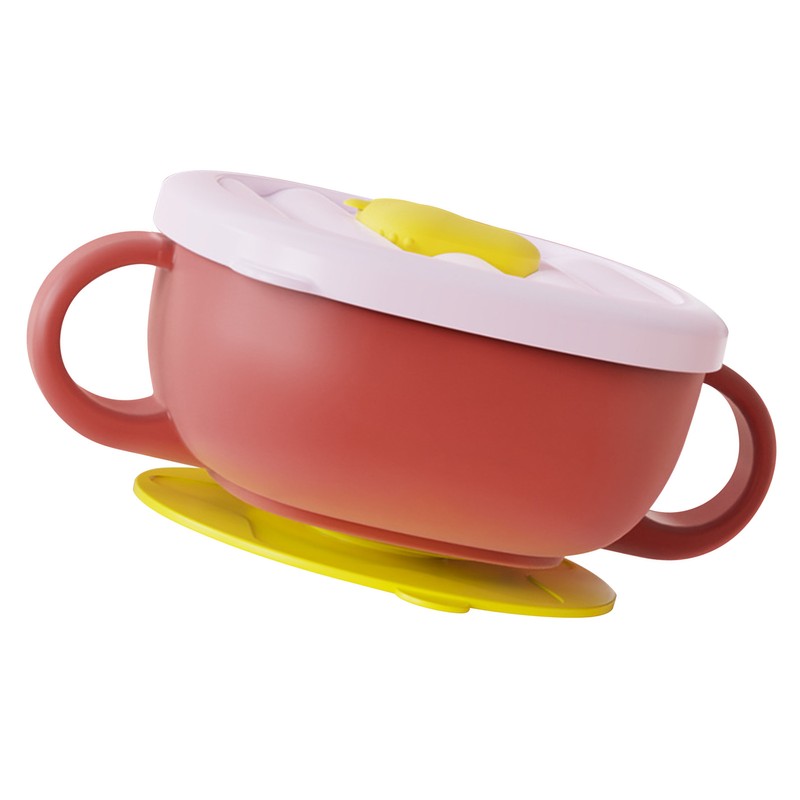 Toddler Suction Cup Bowls with Lids Prevent Falling Stainless Steel