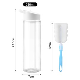 DAWRIS Leak-Proof Sports Water Bottles,BPA Free 700 ml Sports Water Bottle with Straw & Brush,Gym Water Bottle,Leak Proof Re-Usable Flip Top Drinks Bottles,Sports Flask for Gym, School,Outdoor,Sports