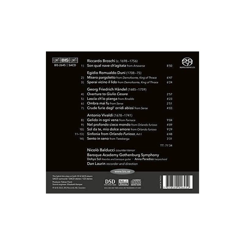 Broschi, Duni, Handel & Vivaldi: Amore Dolore - Countertenor Arias