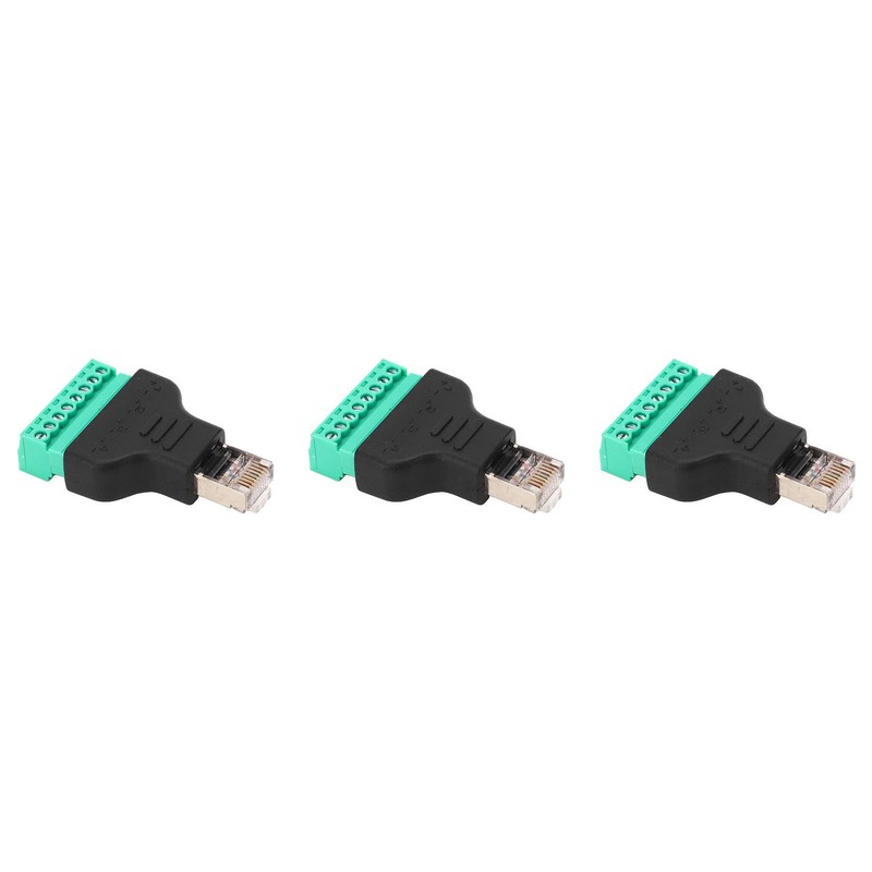 3Pcs RJ45 Screw Terminal Adapter RJ45 Female Thread to 8