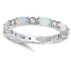 Clear CZ Oval White Simulated Opal Ring Sterling Silver Stackable