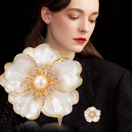AILONMEI Brooches Jewelry for Women Fashion, Elegant Designer Costume Corsage Pearl Brooches & Pins Christmas Gift(Peony)