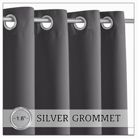 RYB HOME Pergola Curtain Thermal Insulated Outdoor Patio Curtains for Light Block/Energy Saving, Weather Resistant for Balcony/Cabana/Pergola/Porch, Wide 100 x Long 120 inches, 1 Panel, Grey