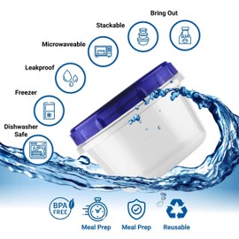 HomeyGear - Paquete de 6 recipientes de almacenamiento de alimentos con tapa de tornillo y sellado, sin BPA, apilables, reutilizables, esenciales de cocina, aperitivos, 4 onzas