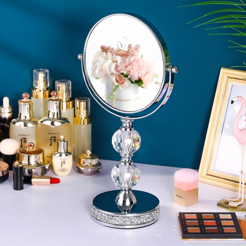 Hanjue Makeup Mirror, 360 Degree Swivel Vanity Mirror, Crystal Cosmetic