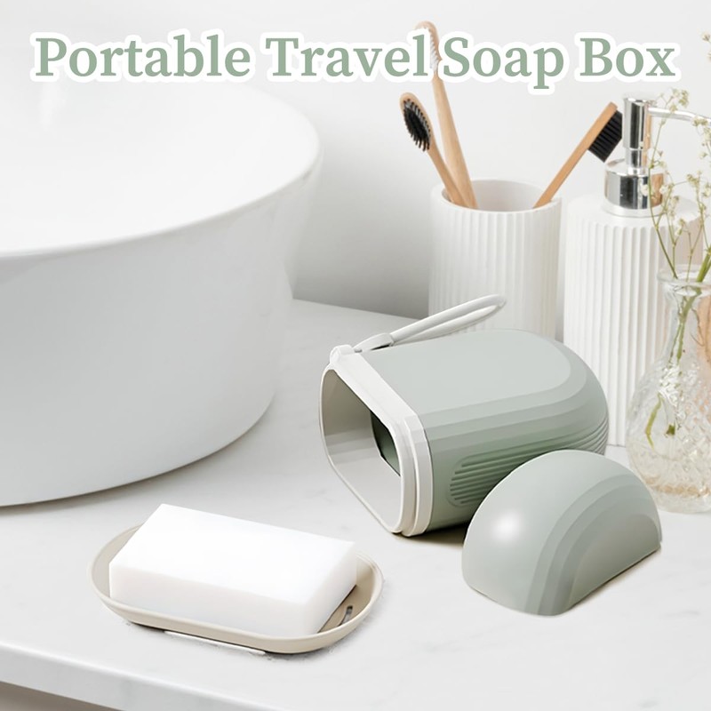 Pack of 2 Travel Waterproof Soap Box with Draining Rack