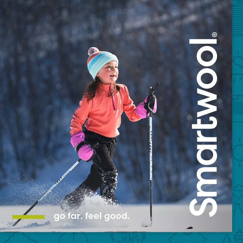 Smartwool Kids' Merino Wool Mountain Pattern Reversible Cuffed Beanie, Deep