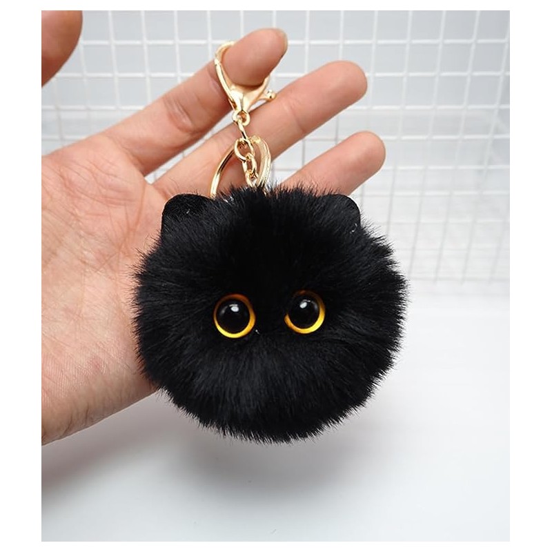 Soft cute cat plush ball keychain Fluffy