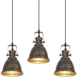 COTTMIC Bronze Pendant Lights Kitchen Island 3 Pack, Vintage Pendant Light, 6.5’’ Farmhouse Kitchen Light Fixtures, Adjustable Height, Pendant Lighting for Dining Room, Living Room, Sink, Bar
