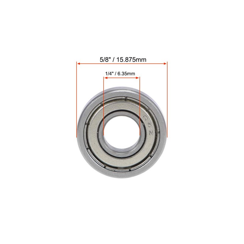 sourcing map R4ZZ Deep Groove Ball Bearing 1/4-inchx5/8-inchx0.196-inch Shielded Z2