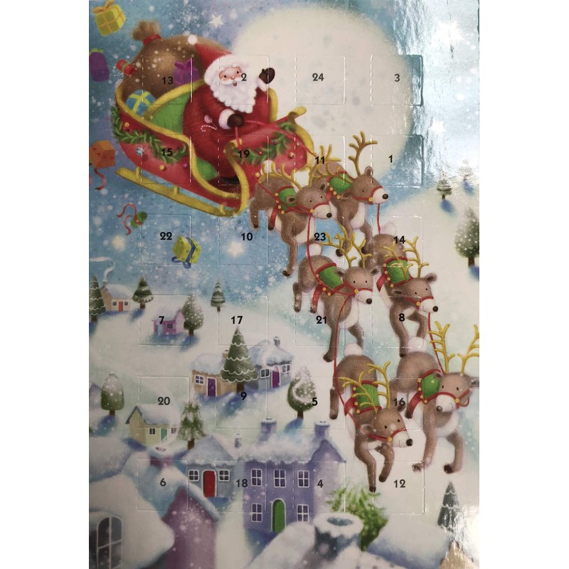Advent Christmas card with 24 Doors and White Mailing Envelope