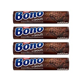 Chocolate Filled Cookies Bono - 4.44oz | Biscoito Bono Recheado Sabor Chocolate - 126g - (PACK OF 04)