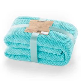 DecoKing Henry Cuddly Blanket, Soft, Fleece Microfibre Bedspread in Scandinavian Style, Turquoise, 70 x 150 cm