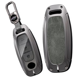 TECART Fit for Nissan Key Fob Cover with Keychain Zinc alloy Full Protection Key Shell Key Case Fit For Nissan X-Trial Kicks Rouge Pathfinder Versa 4Runner 2023 2024 2025 Gray