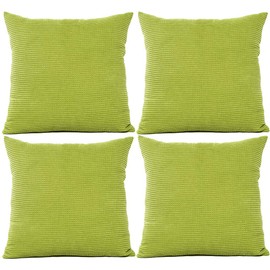 JOTOM Solid Color Corduroy Waist Throw Pillow Case Corn Kernels Soft Cushion Cover for Home Decorative Couch Sofa,45x45cm,Set of 4(Corn Kernels|Green)