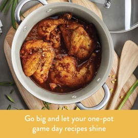 Ayesha Curry Home Collection Nonstick Stock Pot/Stockpot with Lid, 7.5 Quart, Sienna Red