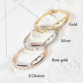 SINLOV Vintage Cross Rhinestone Bracelet Charm Crystal Beads Bangle Bracelets Dainty Hand Bracelet Jewelry Adjustable for Women (Rose gold)