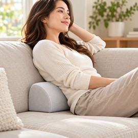 Memory Foam Lumbar Support Pillow for Reclining – Semi-Roll Back Cushion with Removable Cover for Bed, Sofa & Chair
