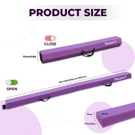 FBSPORT 8ft/10ft Balance Beam: Folding Floor Gymnastics Equipment PU Leather for Kids Adults,Non Slip Rubber Base, Gymnastics Beam for Training, Practice,Professional Home Training
